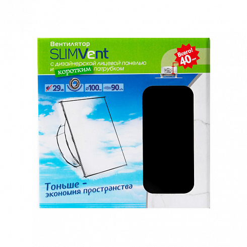 Вытяжной тонкий вентилятор SlimVent МV 100, стекло квадрат черный матовый